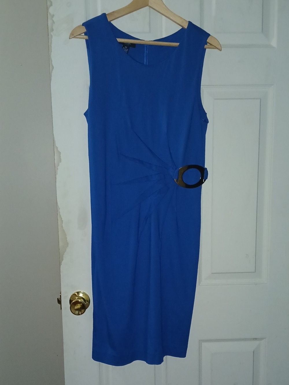 Sleeveless Cobalt Midi Dress with Side Ring Detail